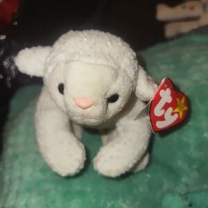Ty Plush White Lamb with Pink Nose